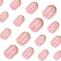 Faux ongles à pression en acrylique, 24 pièces, mini ongles courts en or inversé minimaliste français, 3437