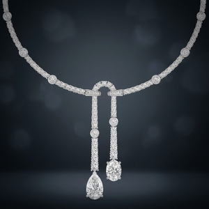 Collier pendentif de luxe pour femme en or 18 carats avec diamant taille poire goutte d'eau, plaqué rhodium, bijoux de mariage - Product Image 3