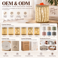 Diffuseur de cire électrique en céramique avec motif ajouré, lumière LED, brûleur d'huile parfumée, lampe aromatique pour la décoration intérieure