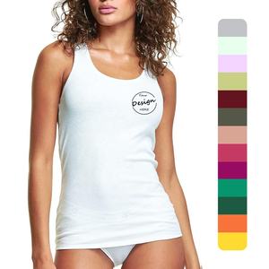 Vente en gros de débardeurs de sport sans manches en coton et élasthanne en silicone personnalisé, col rond, coupe ajustée, pour femmes - Product Image 1