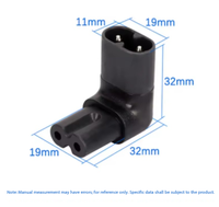 Adaptateur d'alimentation Yuchen YC-WA-160 certifié CE ROHS, coudé à 90 degrés, IEC C7 C8, prise d'extension mâle-femelle en forme de 8 pour
