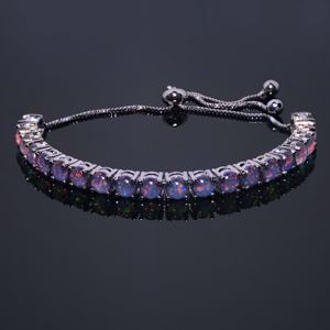 आकर्षक समायोज्य कीवी ग्रीन ब्लू फायर ओपल राउंड बीड्स की लिंक चेन ब्रेसलेट - Product Image 5