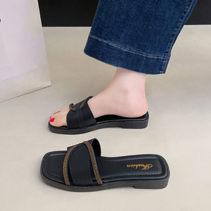 Sandales plates d'été antidérapantes pour femmes, mules <span class=keywords><strong>de</strong></span> <span class=keywords><strong>bain</strong></span> et d'extérieur tendance à bride unique - Product Image 2