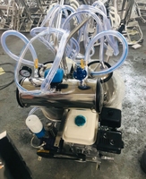 Machine à traire mobile à double alimentation diesel/essence-électrique avec seau en acier inoxydable et circuit de lait fermé