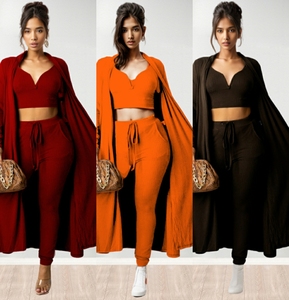 ชุดเซ็ต 3 ชิ้น เสื้อกั๊ก กางเกงขายาว และเสื้อคลุมสีพื้นสำหรับผู้หญิง รุ่นใหม่ล่าสุด แฟชั่นฤดูใบไม้ร่วง - Product Image 2