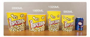 Seau à popcorn jetable en papier couché simple paroi, qualité alimentaire, résistant à la graisse, pour cinéma, soirées cinéma, poulet frit - Product Image 5