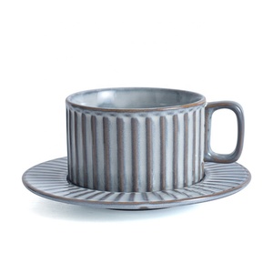 Service à thé en grès, tasse à café, <span class=keywords><strong>poterie</strong></span>, vintage et fait à la main, avec ensemble d'assiettes pour café, 8 pièces - Product Image 5