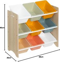 Grand Organisateur de Rangement en Bois pour Jouets avec 9 Bacs pour Chambre à Coucher, Salle de Jeux, Décoration de Chambre