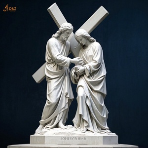 Cristiano católico famoso gran piedra tallada Jesús 14 estaciones octava estación mármol blanco Jesús Jerusalén cumple con la escultura de las mujeres - Product Image 2