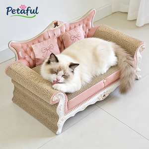 Wholesale Luxury Cat Scratcher <strong>Bed</strong>, Modern Large Kitten Lounger for Cats,Pink Cute Corrugated Cardboard Cat Sofa Scratcher - Product Image 2