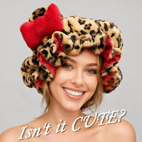Bonnet de nuit en peluche extra large avec oreilles d'ours mignonnes, doublure en satin et détail nœud pour femmes, soin des cheveux et de la peau