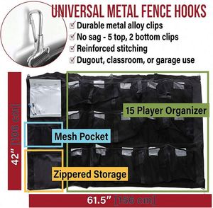 Échantillon Gratuit : Organisateur de Casquettes de Baseball Suspendu pour 15 Joueurs - Sac de Rangement pour Équipement de Baseball - Product Image 2