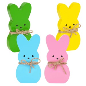 Ornement de lapin en bois coloré pour Pâques, pour bureau, table à manger ou décoration de fête, fournitures de vacances transfrontalières - Product Image 1