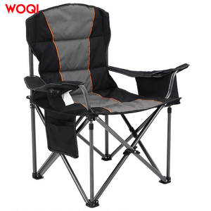 Chaise pliante de camping Woqi, portable, robuste, rembourrée, avec accoudoirs et poche de rangement - Product Image 1