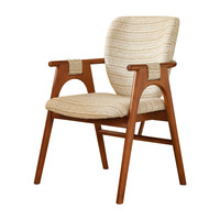 Chaise de salle à manger Youshu en bois de frêne, style médiéval et nouveau chinois, avec système tout-en-un à tenons et mortaises, revêtement en tissu, pour usage domestique et hôtelier
