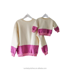Suéter personalizado para <span class=keywords><strong>padres</strong></span> e hijos, Sudadera de felpa francesa suave, jersey de bloque de color en contraste, Mono para <span class=keywords><strong>padres</strong></span> e hijos - Product Image 1