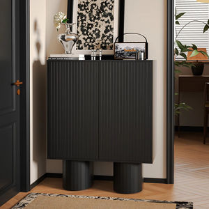 <span class=keywords><strong>Buffet</strong></span> en placage de chêne de conception moderne en gros, 2 <span class=keywords><strong>portes</strong></span>, noir, en bois, pour le salon, armoire de rangement latérale - Product Image 1