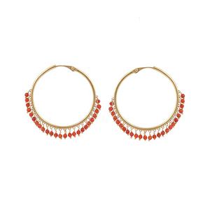 Hermosos pendientes de aro de Aguamarina con cuentas clásicas Alambre verde Envuelto Piedra preciosa Gota colgante Latón chapado en oro Diseñado a mano - Product Image 6