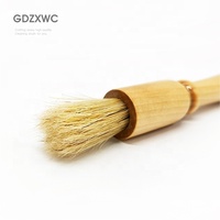 Petite brosse à manche rond en bois à poils naturels de sanglier, pour barbecue, pâtisserie et nettoyage de paniers à café, 2 options de couleurs