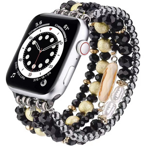 <span class=keywords><strong>Bracelet</strong></span> de montre en résine AXY avec perles de charme en cristal et adaptateur en acier inoxydable pour montres 38/40/41/42/44/45/46/49mm - Product Image 5