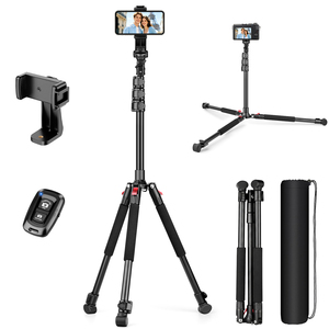 Trépied léger polyvalent AT78 de 78 pouces avec télécommande et <span class=keywords><strong>support</strong></span> pour téléphone, trépied de voyage compact de 768 g, réglable de 32 à 78 pouces - Product Image 2