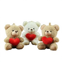 KM Kawaii Mignon Petit Ours en Peluche Tenant un Cœur, Porte-clés Lumineux, Vente en Gros pour Halloween, Mini Animal en Peluche, Breloque de Sac et de Porte-monnaie