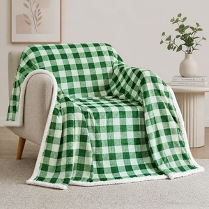Coperta Stampata all'Ingrosso, <span class=keywords><strong>Plaid</strong></span> Verde e Bianco a Quadri Buffalo, Reversibile per Divano e Letto, Fornitura OEM Personalizzata in Grandi Quantità - Product Image 3