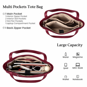 Bolso Tote de Cuero Genuino Resistente al Agua, Bolsos de Hombro para Mujer, Bolsos de Mano con Bordado y Compartimento para Portátil - Product Image 5