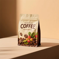 Sachets Mylar personnalisés imprimés à fond plat scellé sur 8 côtés avec valve et fermeture éclair, résistants à l'humidité, pour la fraîcheur du café, du lait et des gelées