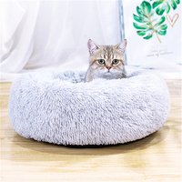 Ventes directes d'usine nouveau lapin Vertical en peluche rond lit pour animaux de compagnie confortable beignet chien lit doux lavable chat tapis coussin pour animaux de compagnie