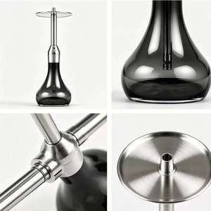 Chicha portable en acier inoxydable avec base en verre, ensemble complet pour fumer - Product Image 6