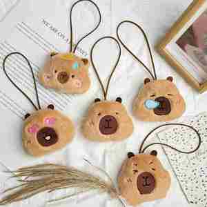 Cute Funny Face Capybara Plush Keychain Toy Happy Star Lucky Will Scream Plush Capybara Keychain Kawaii Plushie Capybara Keyring