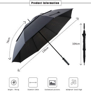 Parapluie de golf extra large de 68 pouces, coupe-vent, ouverture automatique, pour les voyages en plein air, la plage, la protection contre la pluie - Product Image 5