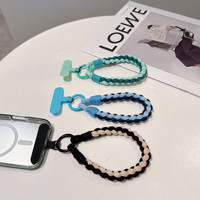 Longe de téléphone portable tressée mignonne Anti-perte courte bande de poignet pendentif mode sangle suspendue bonbons couleurs chaîne de corde