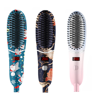Brosse à lisser les cheveux LCD personnalisée peigne à vapeur portable mini brosse à lisser la <span class=keywords><strong>barbe</strong></span> ionique mini brosse à cheveux électronique pour lisser la <span class=keywords><strong>barbe</strong></span> - Product Image 1