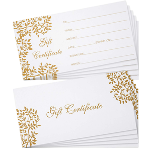 Cartes-cadeaux élégantes à motif de feuillage doré pour salons, boutiques, entreprises et offres de cadeaux de fin d'année - Product Image 1