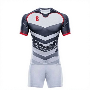 เสื้อรักบี้วินเทจแบบกำหนดเองสำหรับทีม  ระบายอากาศได้ดี  ผ้าโพลีเอสเตอร์ 180 กรัม  พิมพ์ลายแบบซับลิเมชั่น แขนสั้น ชุดสำหรับผู้ชาย  แบบสวมใส่ด้านหน้า - Product Image 3