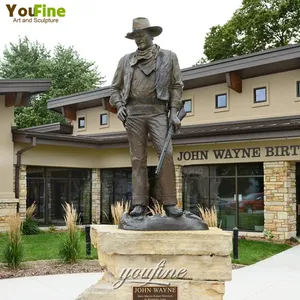 Levensgrote Outdoor Beroemde Casting Metal John Wayne Bronzen Standbeeld