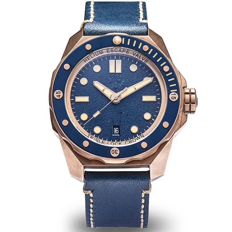 Star Products Royal Old Radium Brushed Cusn8 Bronze Case NH35 Custom Italian Leather Strap Diving High Quality Watches