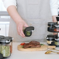 Étagère à épices rotative à 2 niveaux en acier inoxydable, organisateur de condiments tournant à 360°, carrousel à condiments, bocaux en verre pour armoire de cuisine