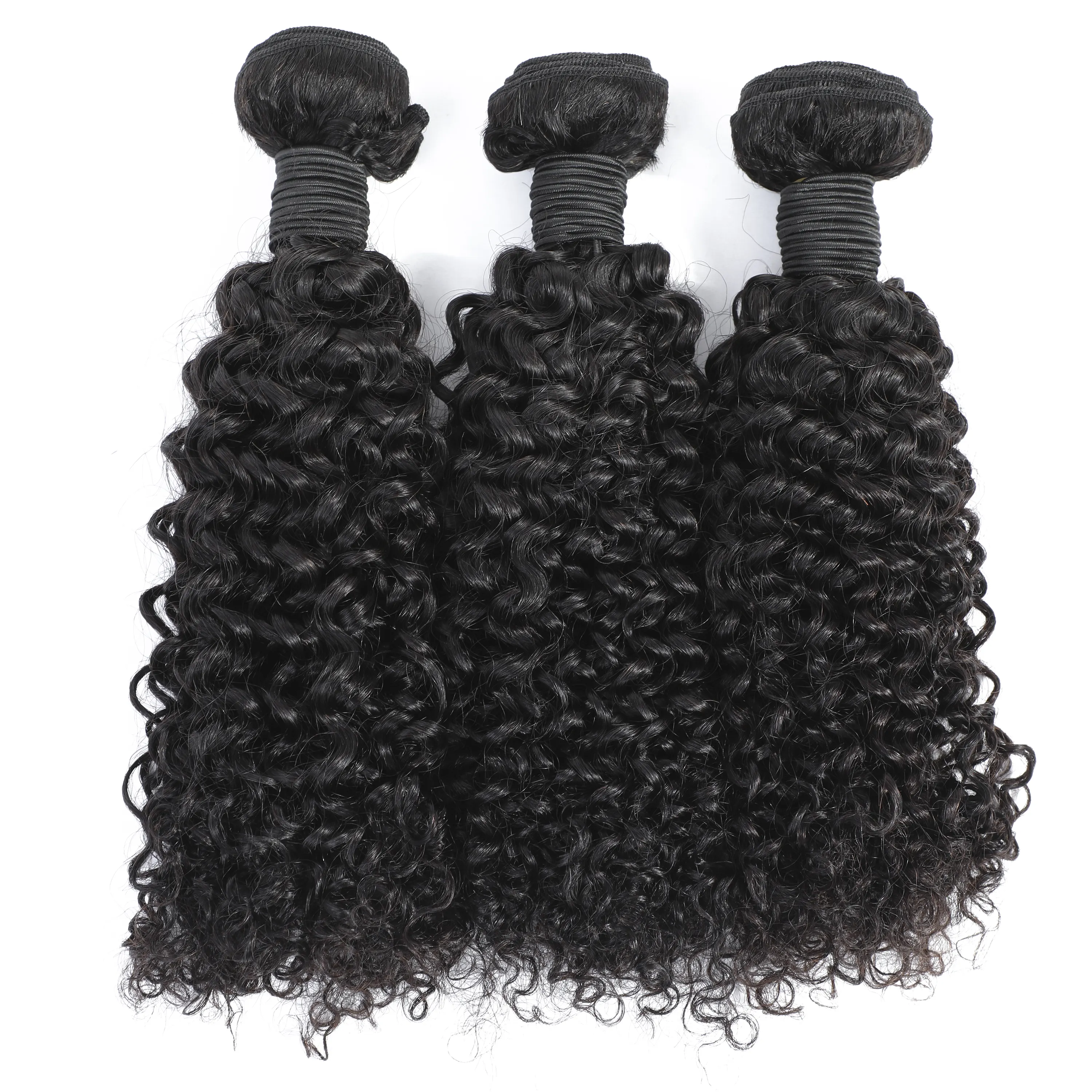 Extension de cheveux humains 100% vierges indiens, 8-24 pouces, tissage de cheveux bouclés Jerry 9A couleur noire naturelle, approvisionnement d'usine