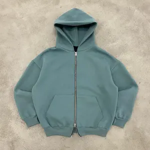 Áo Hoodie Giặt Axit Tùy Chỉnh Chất Lượng Cao Áo Hoodie Giặt Axit Có Khóa Kéo Lên Vai Nặng 100% Cotton