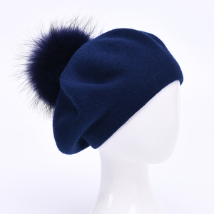 Français Automne Bébé Filles Garçons Hiver <span class=keywords><strong>Béret</strong></span> Chapeau Mignon Pom Pom En Plein Air De Luxe Double Couche En Gros Cachemire Tricoté Enfants <span class=keywords><strong>Béret</strong></span> - Product Image 1