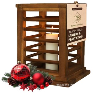 Wooden <b>Lantern</b> Plant Stand Square Retro Home Decoration <b>Candle</b> Holder Solid Wood Craft Decorative Ornament - Product Image 5