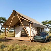 Maison triangulaire en toile isolée quatre saisons de 40 m², structure en bois lamellé-collé, doublure personnalisée et salle de bain disponibles