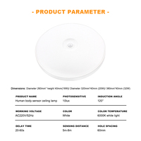 Lampu LED Sensor gerak PIR, AC220V 18W/24W/32W Ultra tipis dipasang di permukaan untuk koridor tangga