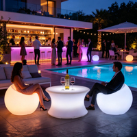 Ensemble de meubles de bar LED en plastique moderne, étanche IP65, lumières RGB à 16 couleurs changeantes, batterie rechargeable pour bar extérieur ou domestique