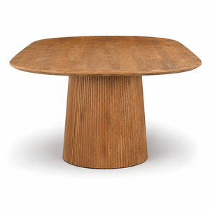 Mesa de Comedor Ovalada de Madera Moderna, Ecológica e Impermeable, con Base Acanalada y Capacidad para Seis Personas, para Uso en el Hogar - Product Image 5