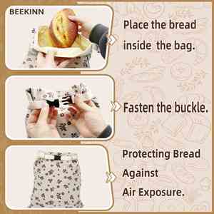 Sacs à pain réutilisables en coton et lin non blanchis, écologiques, pour kit de cuisine au levain - 13x17 pouces, stockage alimentaire naturel - Product Image 6