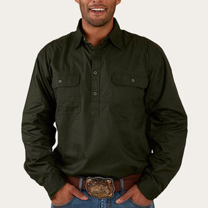 Seragam Grosir Atasan Denim Vaquero Cowboy Hi Vis Pakaian Western Apparel Custom Mekanik Snap Pearl Kemeja Western - Product Image 1